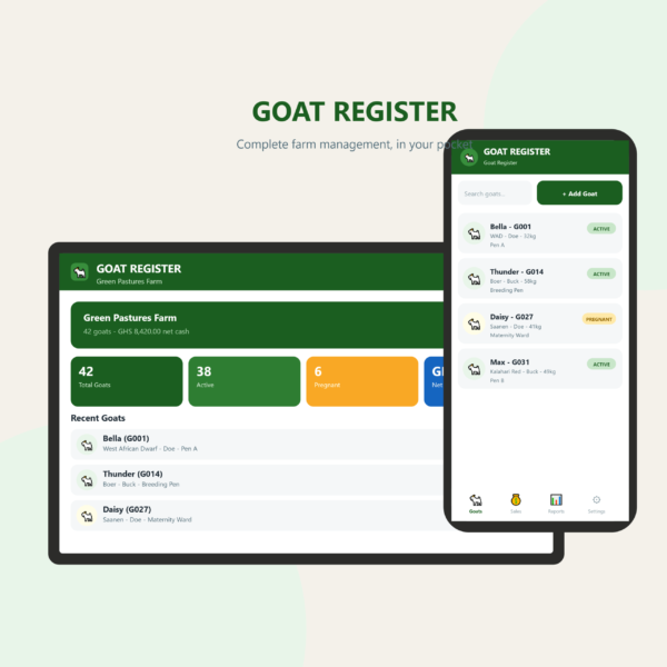 Goat Register: Goat Farm Management and Accounting System
